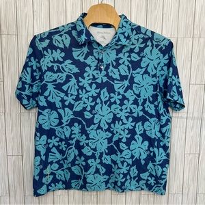 Tommy Bahama Men’s Islandzone Polo Shirt Blue Tropicool‎ Pima Floral Shirt XXL